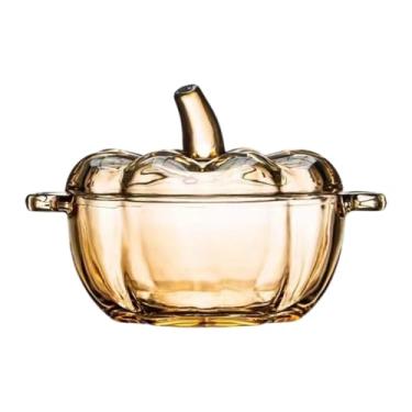 Imagem de Fenteer Prato de vidro para doces com tampa, tigela, recipiente com tampa, pote de doces, pote de biscoitos para mesa de centro, casamento, escritório, Âmbar