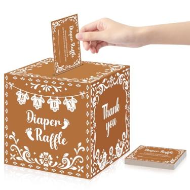Imagem de Ctosree Cielito Lindo Sorteio de Fraldas com Caixa - Convites Mexicanos para Chá de Bebê Conjunto de 50 Rifas de Sorteio de Fraldas para Chá de Bebê e Decoração de Festa de Revelação de Gênero (Marrom