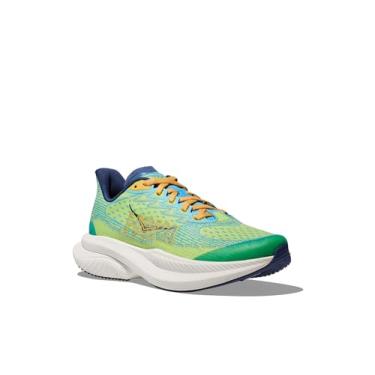 Imagem de HOKA ONE ONE Tênis infantil unissex Mach 6 (criança grande), Alface/azul Bellwether, 5.5 Big Kid