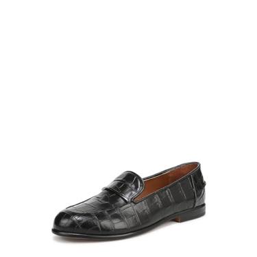 Imagem de Franco Sarto Mocassim feminino Mirabelle, Couro preto com estampa de crocodilo, 6.5 Wide