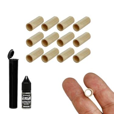 Imagem de Rolos de pontas de madeira vazadas - pacote com 12 - tamanhos variados - cigarro, charuto, rolos (pontas de rio) com tubo e GlueGar (11,5 mm)