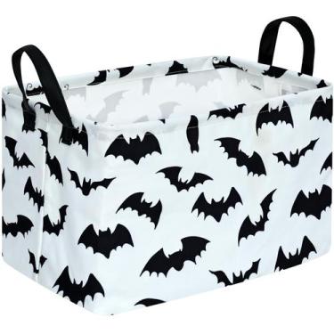 Imagem de Cesta de presente de armazenamento KUNRO Bat Pattern Halloween Canvas