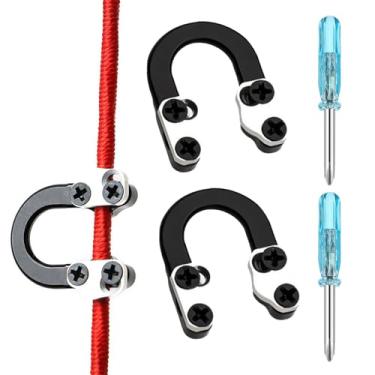 Imagem de KURUGEILI 2 Conjuntos De Arco E Flecha Metal U Nock D Loop Para Composto, Anel Auxiliar Liberação Material Com Chaves Fenda Tiro Caça