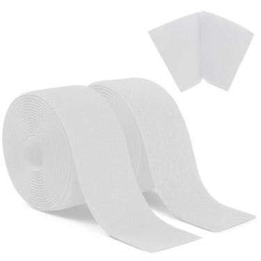 Imagem de SZ.haitun Fita de costurada, tiras de fixação de tecido de nylon de 2 cm x 1,09 m, prendedor autoadesivo de tiras resistentes para roupas, costura, artesanato e projetos de bricolage, branco