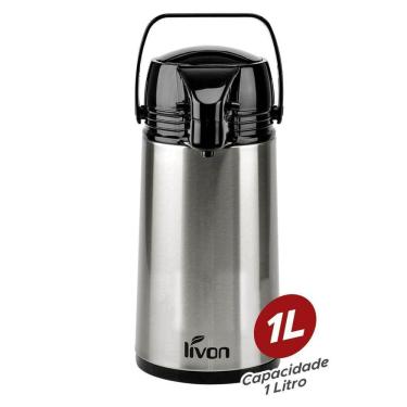 Imagem de Garrafa Térmica Inox Bomba De Pressão 1L Com Alça