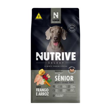 Imagem de Ração Cães Nutrive Select Senior Médio e Grande Frango e Arroz 15kg
