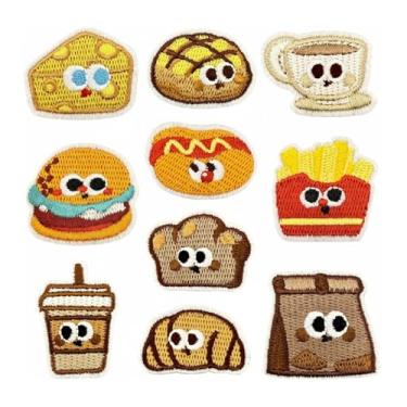 Imagem de 10 peças de pão, café, batatas fritas, hambúrguer, alimentos, remendos bordados para roupas, apliques personalizados para chapéus, jaquetas, jeans, mochilas, vestidos, bolsas, sapatos, roupas