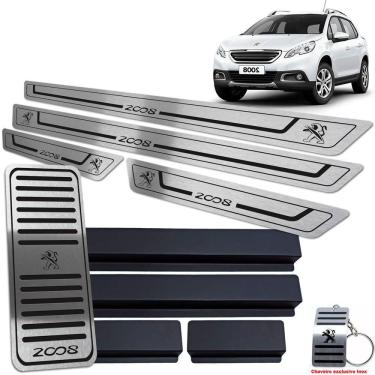 Imagem de Soleira + Descanso Peugeot 2008 2015/2019 Preto Baixo Relevo