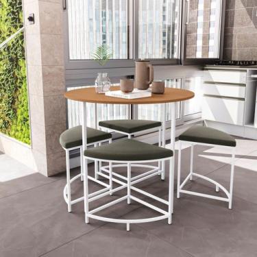 Imagem de Mesa de Jantar Tampo Mdp Redondo 4 Bancos Estofados - Kappesberg