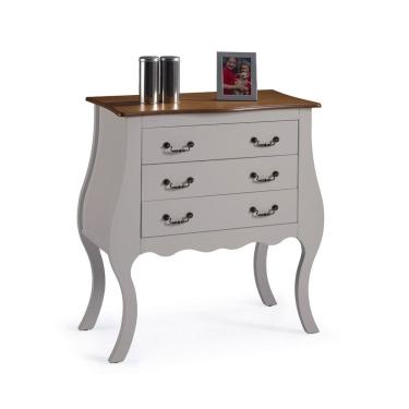 Imagem de Cômoda Bombê com 3 Gavetas 1023 Linz Móveis - Off White/Imbuia Glazer