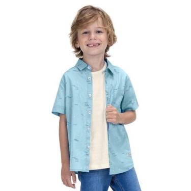 Imagem de Camisa Infantil Masculina Estampada Trick Nick Azul, 10, Azul