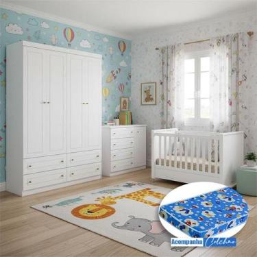 Imagem de Quarto Infantil 4 Portas Mississipi com Berço Tutto New Ambiente Branc