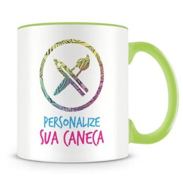 Imagem de Caneca Personalizada Verde Claro com Alça e Interior Personalizável - 