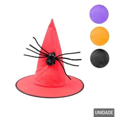 Imagem de Chapéu de Bruxa Halloween com Aranha Color - Tudo em Caixa - Genérico