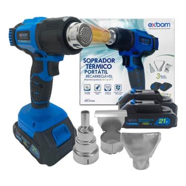 Imagem de Soprador Termico Portatil 21v + 3 Bocais De Metal Potente
