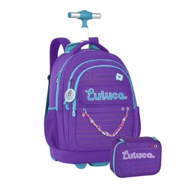 Imagem de Kit Mochila De Rodas Luluca Com Estojo Box Escolar -Roxo