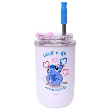 Imagem de Zonacriativa – Copo Neo com canudo 300ml Stitch e Angel | Copo Térmico, Tampa c/Vedação por Pressão e Canudo c/Protetor de Silicone | Mobilidade e Conforto para Quem Não Abre Mão de Beber c/Canudo