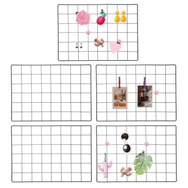 Imagem de PATIKIL Painel de grade de parede de 30,5 x 40,64 cm, pacote com 5, painel de grade de arame, placa de prateleira de metal, fotos de parede, organizador de pendurar, quadro de notas para exibição de