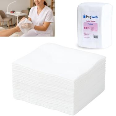 Imagem de Toalha Descartável Pedicure 30x40 cm 50 Unidades Profissional Unha Mão Pé Salão Cutelaria Viscose Alta Absorção Marca PEGWEB (Branco)