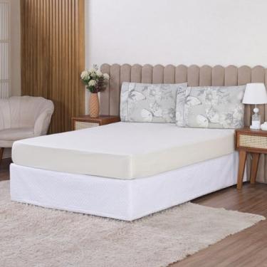 Imagem de Lençol 400 Fios 3 Peças Micropercal C/Elástico | Estampado Com Fronha | Solteiro Casal Queen King (King, Borboleta Palha)