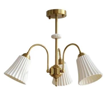 Imagem de Lustre moderno dourado, luminária de teto suspensa, luminária de cerâmica branca, abajur nórdico, luzes de teto próximas, lustres E27 para sala de estar, quarto, restaurante