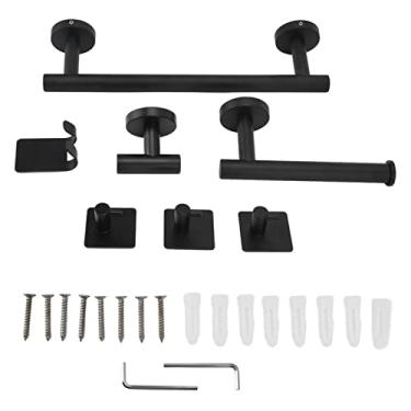 Imagem de Conjunto de toalheiro de aço inoxidável para banheiro, premium, à prova de ferrugem, colorido, elegante, 7 peças, kit de hardware para banheiro com barra de toalha, suporte de