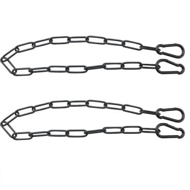 Imagem de CHENJIN 2 peças de correntes de porta de cerca ao ar livre de 50 cm equipadas com 2 clipes de mola de travamento, corda oscilante, presilhas de metal para fixação antifurto, cercas de animais de