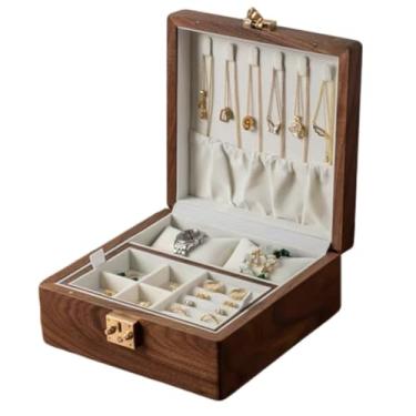 Imagem de Caixa de relógio de madeira maciça com 8 compartimentos com tampa de vidro, caixa de coleção de nogueira para homens e mulheres, organizador de exibição de madeira de luxo