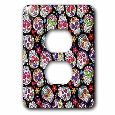 Imagem de 3dRose lsp_216983_6 Capa de tomada com padrão colorido de crânios de açúcar