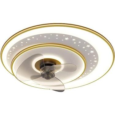 Imagem de 54CM Resistente Durável LED Escurecimento Estrelado Moderno Ouro Restaurante Ventilador de Teto Luz Ventilador de Teto com Luz Controle Remoto Motor Silencioso Anel Redondo Ventilador de Per