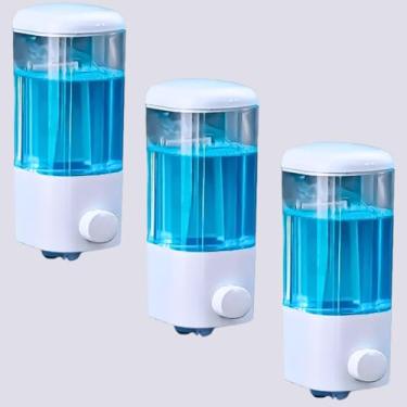 Imagem de 3 Unid Porta Sabonete Liquido, Dispenser de Parede Multiuso para Sabonete Líquido, Álcool em Gel e Xampu, Branco e Transparente, com Suporte para Fixação