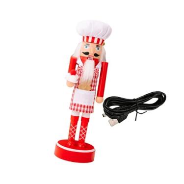 Imagem de oshhni Estatueta de quebra-nozes de Natal, estatueta de mesa, iluminada com luz embutida, 11,22'' de altura, para festas, lareira, colecionável para, Vermelho Branco