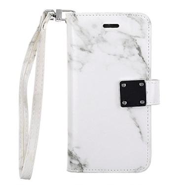 Imagem de Capa de celular Cube para Apple iPhone 8/7/6s/6, iPhone 6/7/8, White & Green Marble Faux Leather Wallet Case with TPU Cover