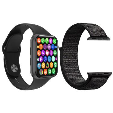 Imagem de Kit 1 Relógio Inteligente Smartwatch Iwo8 Lite Plus Preto + 1 Pulseira Extra Nylon Preto