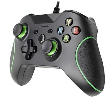 Imagem de Controle Joystick Com Fio Xbox One Compatível Com Vídeo Game Pc E Cloud Gaming - Cor Preto-verde