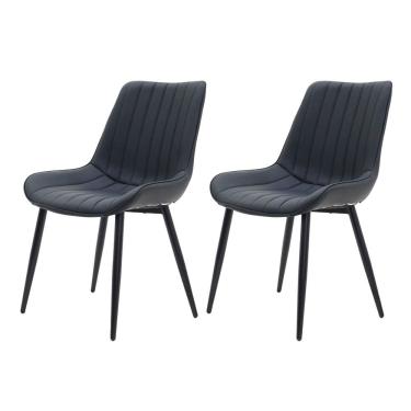 Imagem de Kit 2 Cadeira De Jantar Chicago Design Couro Sintético Preto