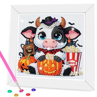 Imagem de Nardoll Kits de arte de diamante de Halloween - artes e artesanato - pintura de arte de diamante com moldura de madeira - arte preciosa para meninas, meninos, adultos, iniciantes, decoração de parede