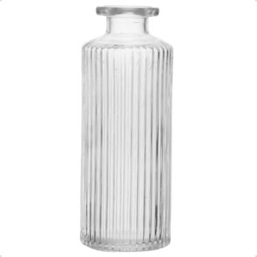 Imagem de Vaso de Vidro Decorativo Transparente Canelado Lapidado