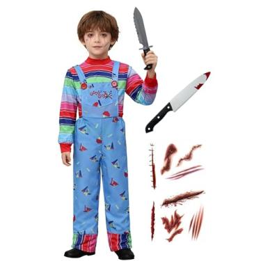 Imagem de Hikaruer Chucky Costume for Kids Horror Film Dress up Halloween Toddler Ghost Costume Child's Cospaly Suit (Small)