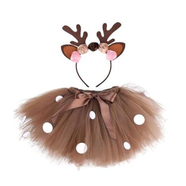 Imagem de Vaveren Fantasia de rena, tutu e faixa de cabeça, acessórios para fantasia infantil para baile de Halloween