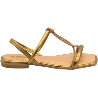 Imagem de Sandália Rasteira Mississipi Tira Strass Calce Fácil Feminino, 38, Dou