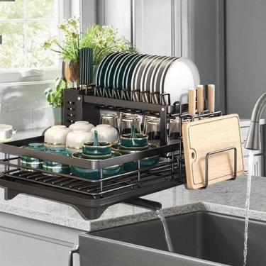 Imagem de Escorredor de Louças Rack Aço Carbono Organizador Preto - NoBrand
