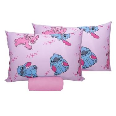 Imagem de Jogo de Lençol Portallar Disney Stitch Play+ 100% Algodão Casal Stitch E Angel Love/Rosa Cravo