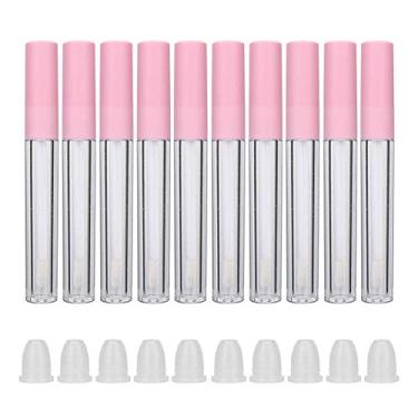 Imagem de Garrafa de brilho labial recarregável, faça você mesmo, bálsamo labial vazio, acessório para ferramenta de maquiagem, 10 peças (nova tampa de pó (garrafa transparente))
