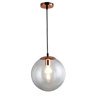 Imagem de WYUYIWH Luz pendente de bola de vidro transparente ajustável para restaurante - 1 luz para cozinha ilha corredor luminária de teto lustre