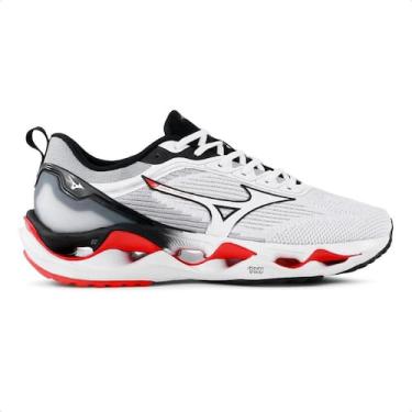 Imagem de Tênis Mizuno Wave Stratos 3 Masculino, Branco, Vermelho, 39