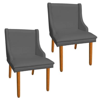 Imagem de Kit 02 Cadeiras de Jantar Liz Corino Grafite Pés Palito Castanho D'Rossi