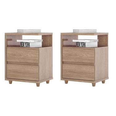 Imagem de Kit 2 Mesas De Cabeceira Campeche Jequitibá Brilho - Henn