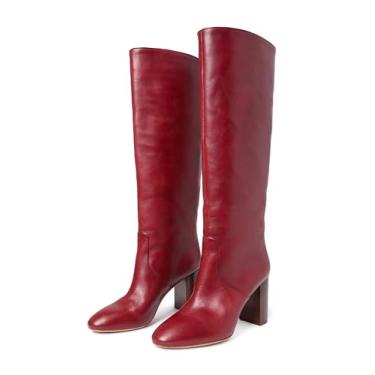 Imagem de Loeffler Randall Bota feminina Goldy Tall Altura do joelho, Vinho, 39