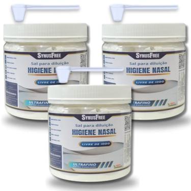 Imagem de Soro Fisiologico Lavagem Nasal 3un 500g Ultrafino Rinite Sinusite Synusfree